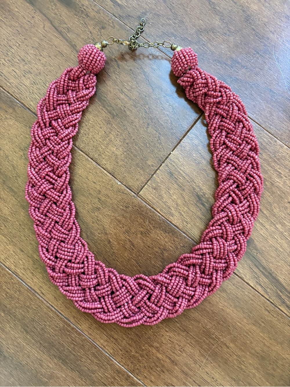 Handwoven Pink Beaded Statement Necklace